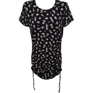 PINK Victoria's Secret Floral Brand Ruched Front Side Tie Short Sleeve Dress